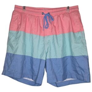 Club Room Lined Swimsuit Colorblock Pink Blue Aqua Size Medium